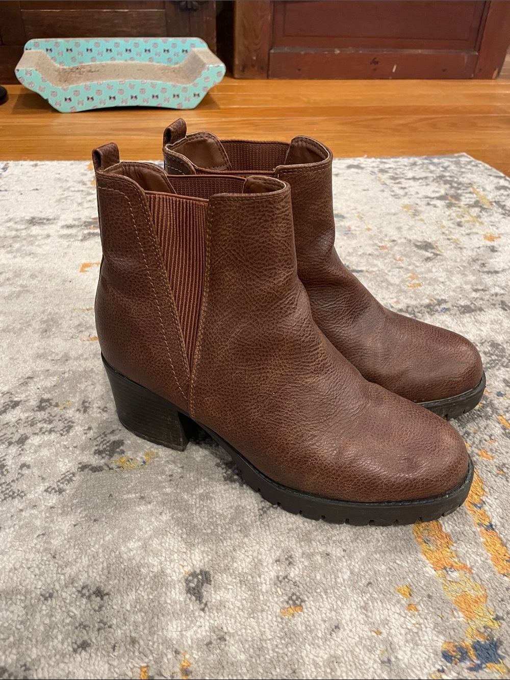 MIA Brown Leather Chelsea-Style Ankle Boots